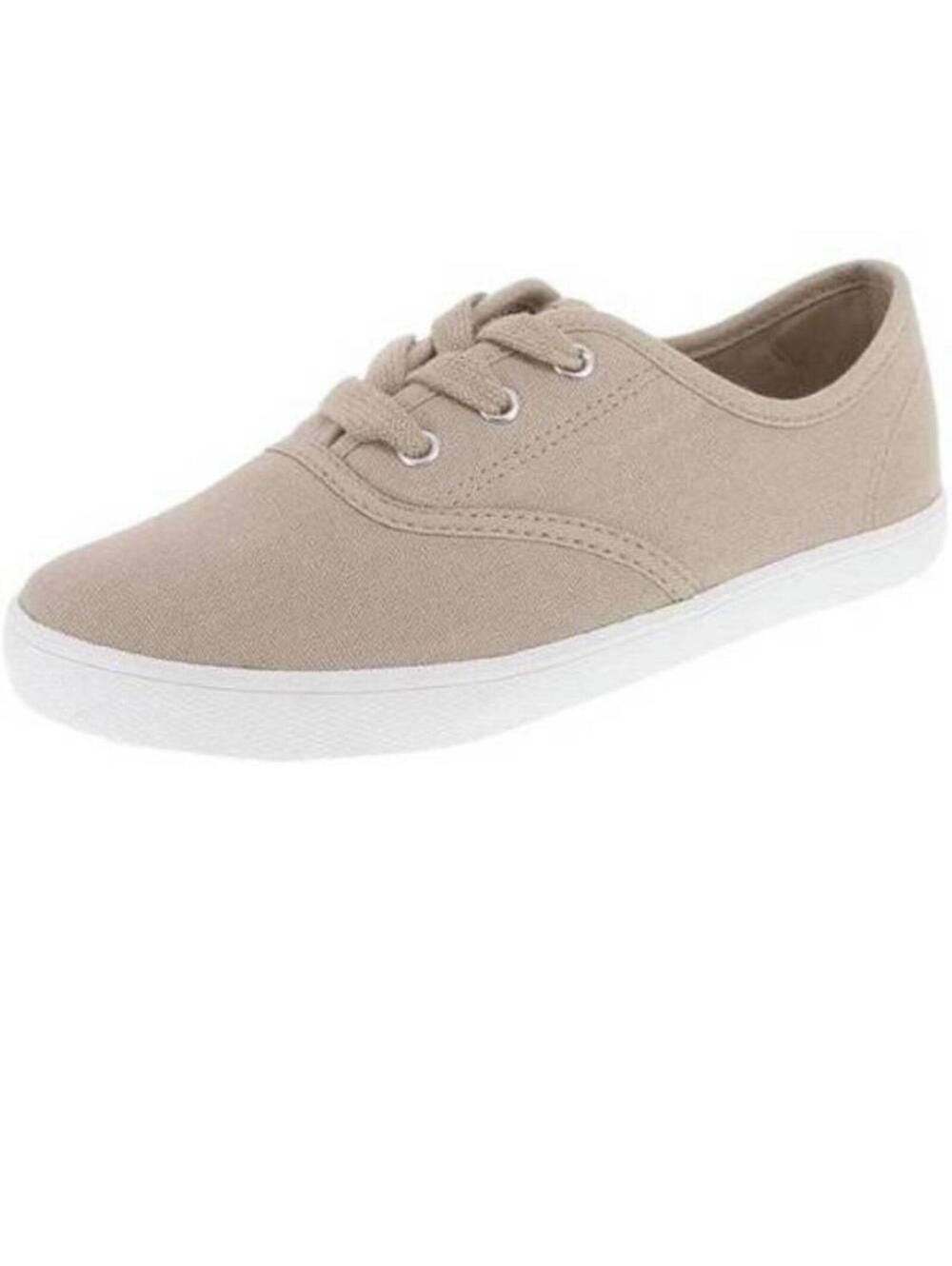 Boys Sneakers Zoe & Zac Kids 1 Nolan Tan Canvas Lace Up Jersey Lined Shoes